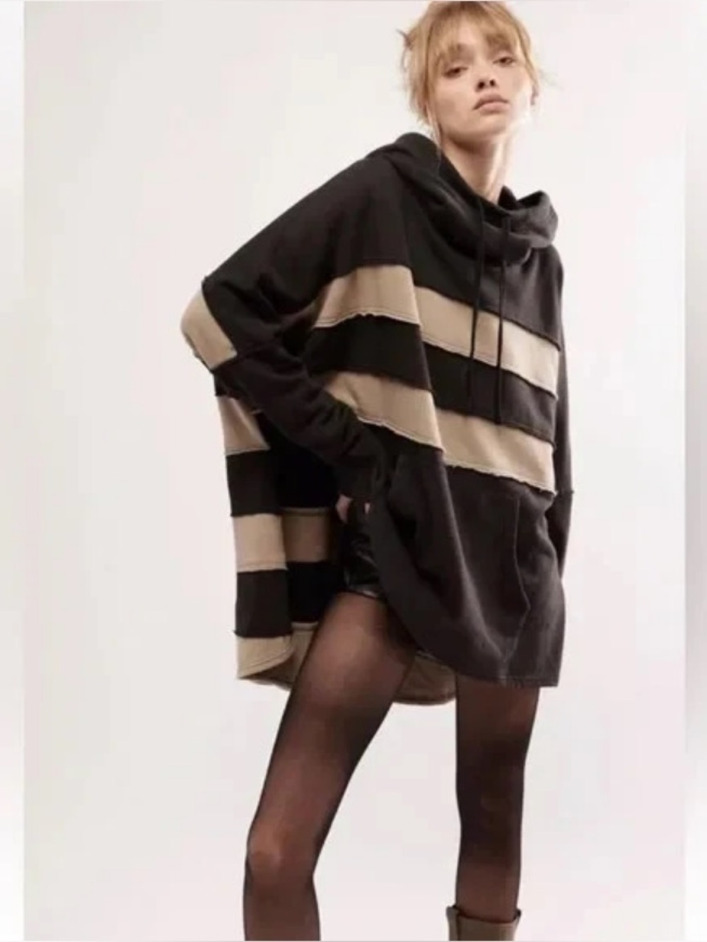 Free People Spotted In Stripe Pullover Dolman Sleeve Sweatshirt Hoodie Small